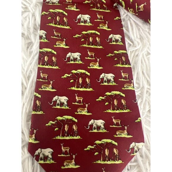 Salvatore Ferragamo for Anderson Consulting African Safari Tie Elephants Impalas - Picture 2 of 3
